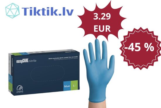 Nitrila cimdi, nepūderēti «Easy CARE», zilā krāsā, 100 gb.